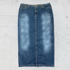Y2K 90s Bailey’s Point Denim Maxi Jean Skirt Low Waist Size 14 Grunge Indie